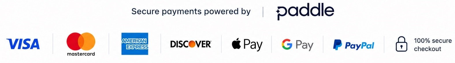 Secure payments powered by Paddle