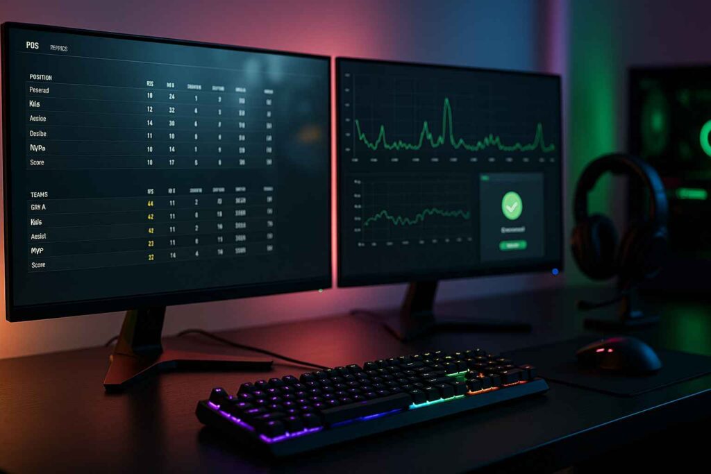 Setup gaming avec appli VPN connectée et graphique de ping Setup gaming avec appli VPN connectée et graphique de ping