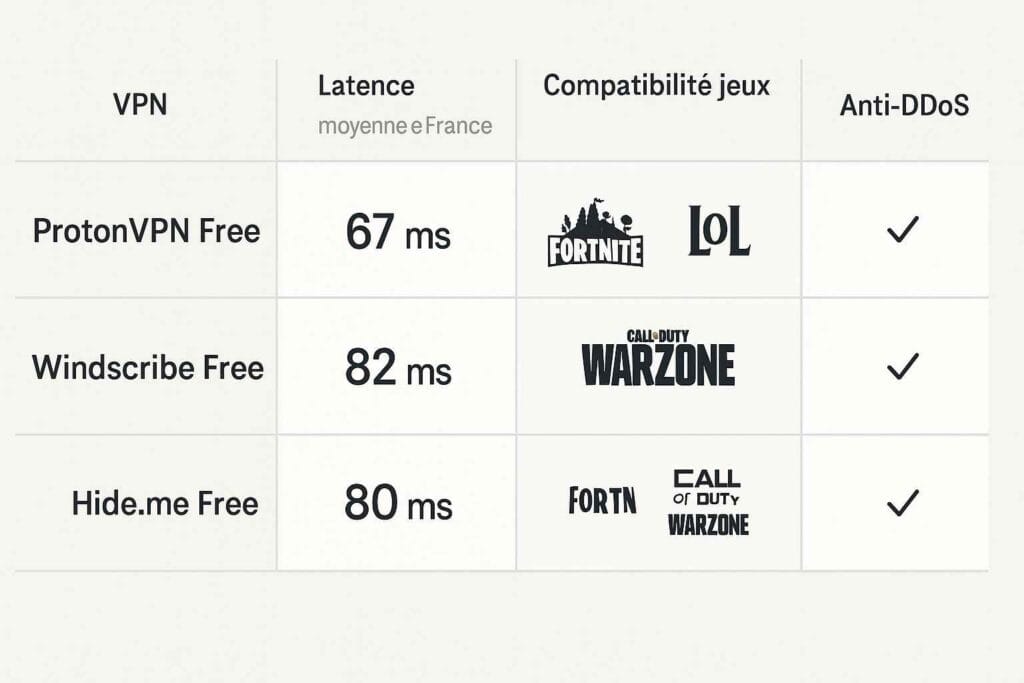 Comparatif des meilleurs VPN gaming gratuits avec ping et anti-DDoS Comparatif des meilleurs VPN gaming gratuits avec ping et anti-DDoS