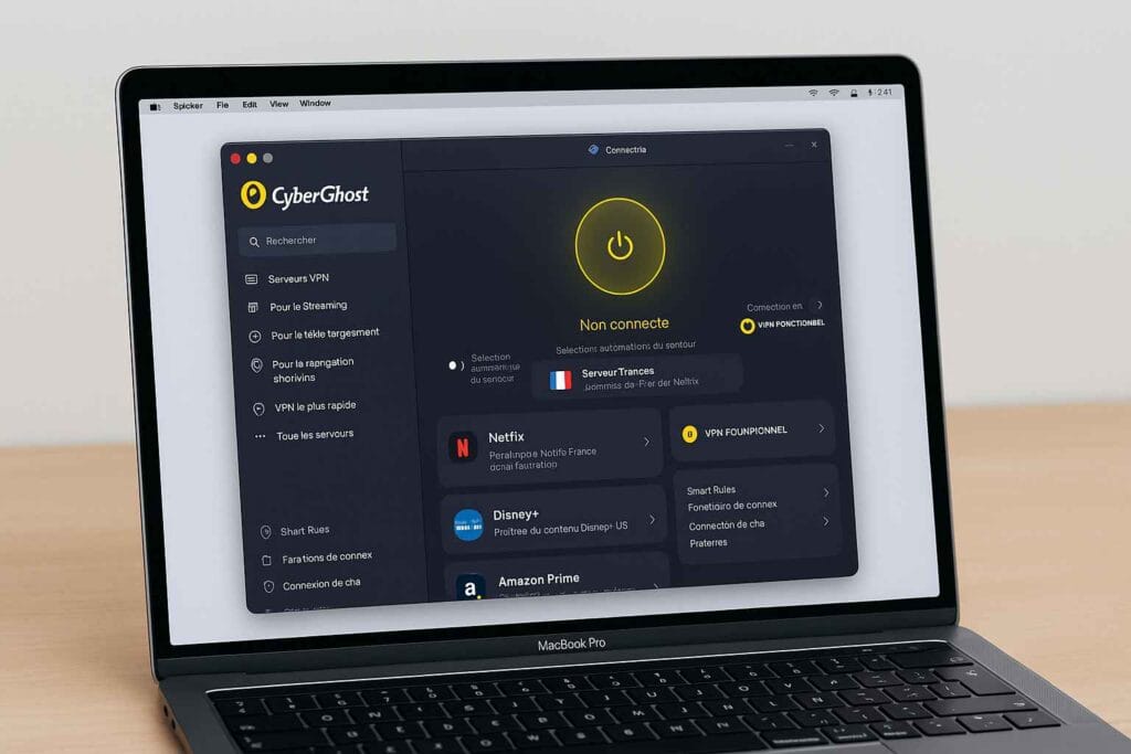 Interface CyberGhost VPN sur Mac avec profils de connexion streaming Interface CyberGhost VPN sur Mac avec profils de connexion streaming