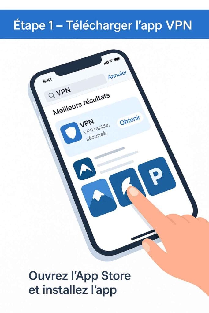 Étape 1 – Télécharger l’app VPN sur iPhone (App Store) Étape 1 – Télécharger l’app VPN sur iPhone (App Store)