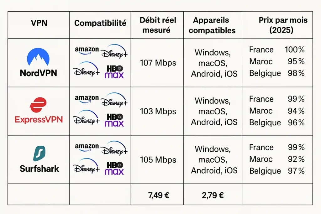 Comparatif des VPN pour le streaming : NordVPN, ExpressVPN, Surfshark, débits et compatibilité Comparatif des VPN pour le streaming : NordVPN, ExpressVPN, Surfshark, débits et compatibilité