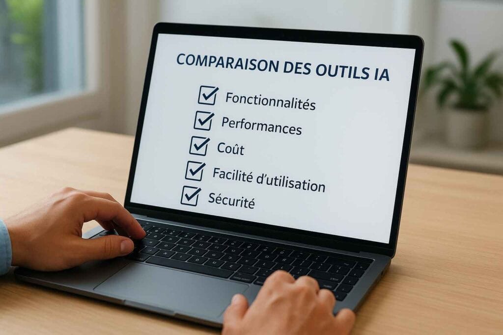 Illustration des 5 critères pour choisir un outil IA en 2025 Illustration des 5 critères pour choisir un outil IA en 2025