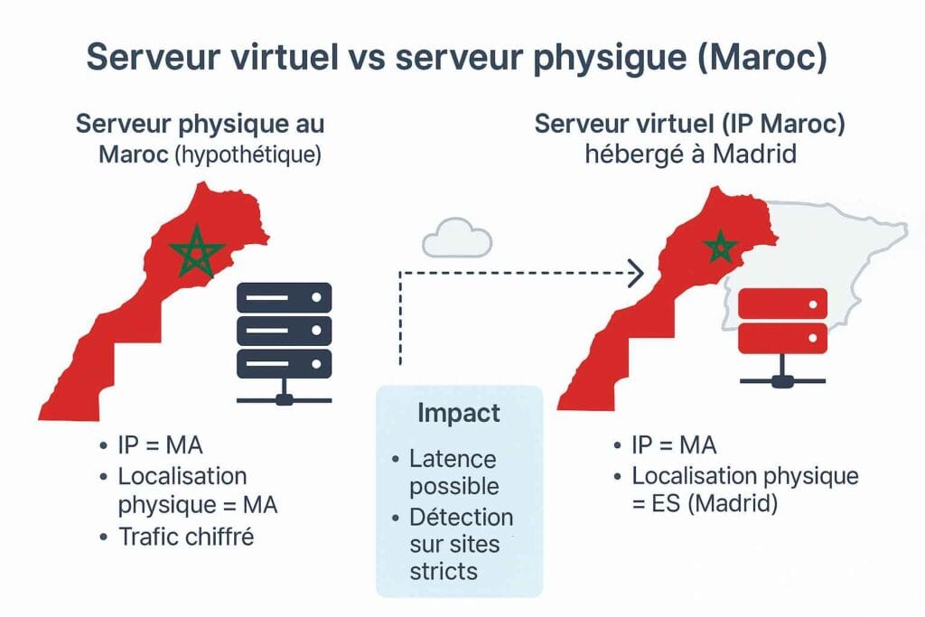 différence entre serveur virtuel (IP MA via Madrid) et serveur physique au Maroc différence entre serveur virtuel (IP MA via Madrid) et serveur physique au Maroc